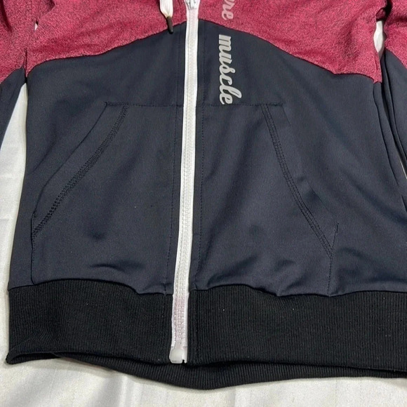 Vtg Y2K Hoodie / zipper,women XS, color bloc,gym,members,workout team,activewear - Picture 11 of 17